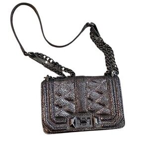 Rebecca Minkoff Metallic Silver Black Mini Shoulder Bag Purse
